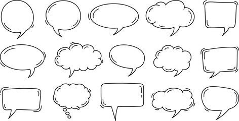 Fototapeta premium Speech and Thought Bubble Icon Set – Hand-Drawn Comic Dialogue Balloons Vector Collection