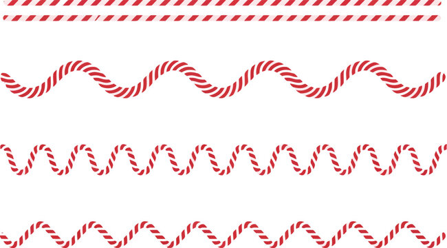Red and white striped candy cane borders and wavy lines