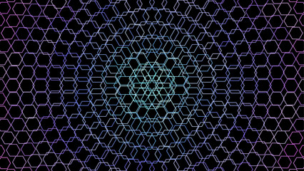 Vector Concentric Neon Hexagonal Halftone Pattern &ndash; Futuristic Cyberpunk Background