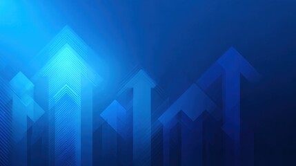 A dynamic blue background featuring upward-pointing arrows, symbolizing growth and progress in a visually striking design.