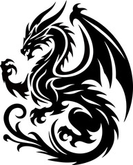 Fantasy Dragon Tattoo Style Vector