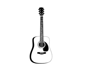 Fototapeta premium Elegant acoustic guitar, timeless melody, vintage charm | Clean, isolated vector art for creative projects.