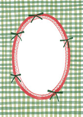 Fame with bows on a checkered pattern background