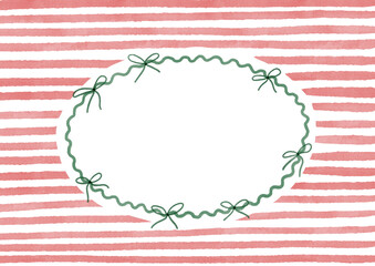 Oval frame on a striped pattern background