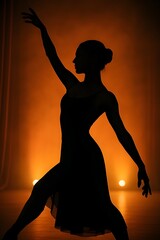 A silhouette of a classical dancer in a dancing pose