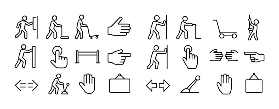 Simple black line icons for accessibility and interaction