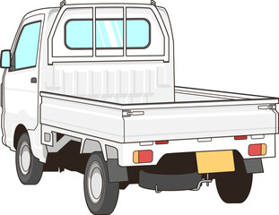 白い軽トラックのベクター素材イラスト