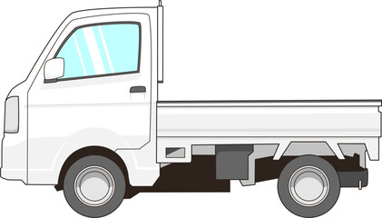 白い軽トラックのベクター素材イラスト
