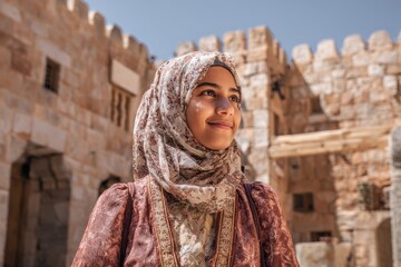 Elegant Woman in Abaya Standing Outdoors