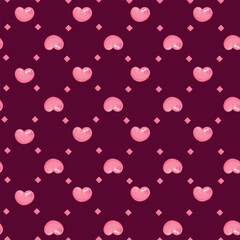 Hearts with Gradient Effect. Pink Hearts with Grid Pattern. Red Background with Hearts and Love