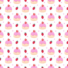 Cute Strawberry Cake Seamless Pattern Background