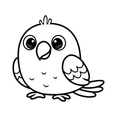 Illustration of Cute Cartoon Parrot Outline