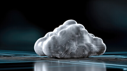 Cloud circuit technology digital data futuristic network storage innovation abstract glowing blue black modern concept