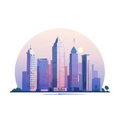 Obraz premium Contemporary Urban Skyline Vector Art Depicting Modern Architectural Towers and a Serene Cityscape Landscape Illustration