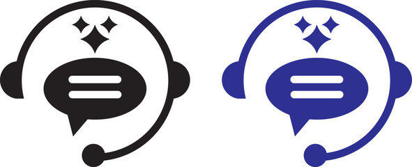customer support ai icon set. support and communication concept.  chat headphone sign. Customer Support and Communication. Ideal for virtual help tools.  Ideal for virtual help tools. Virtual help cha