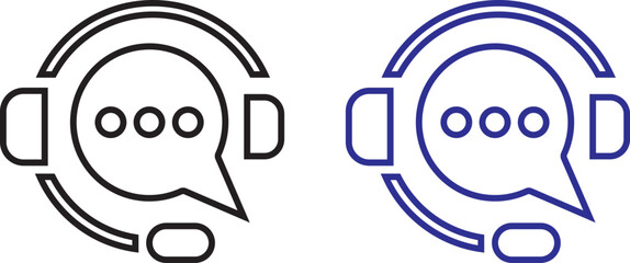 customer support ai icon set. support and communication concept.  chat headphone sign. Customer Support and Communication. Ideal for virtual help tools.  Ideal for virtual help tools. Virtual help cha