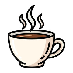 A steaming cup of hot coffee isolated on transparent background isolated on white background silhouette