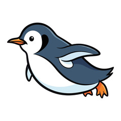 Cute cartoon penguin swimming underwater with flippers outstretched isolated on transparent background isolated on white background silhouette