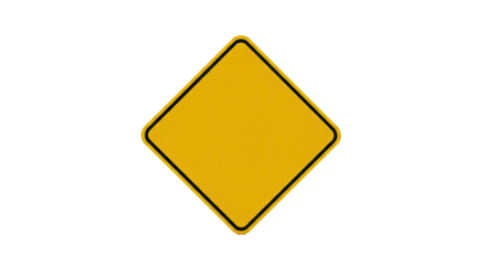 Empty Diamond Sign: A blank diamond-shaped sign, its bright yellow surface ready to be filled, conveying a sense of potential and waiting for direction.
