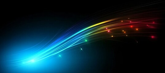 Futuristic abstract background with vibrant light trails and glowing particles for modern designs.