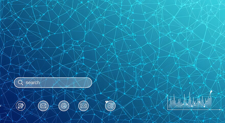 Abstract Network Background with Data Connections Representing Modern Technology and Digital Communication with Search Bar for Web Interface