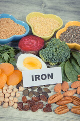 Healthy ingredients containing iron, vitamins and minerals. Best food in fight against anemia