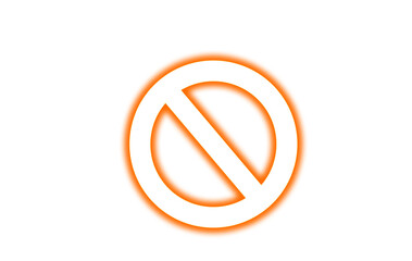 Simple orange and white prohibition sign icon graphic on a solid on transparent background