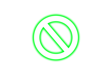 Bright neon green and white prohibition symbol graphic on a stark for restriction on transparent background