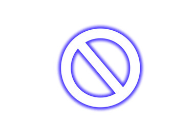 Simple graphic icon representing prohibition or restriction with bold blue and white colors on black on transparent background