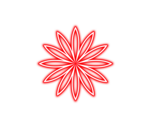 Stylized bright red and white geometric flower design centered on a solid canvas on transparent background