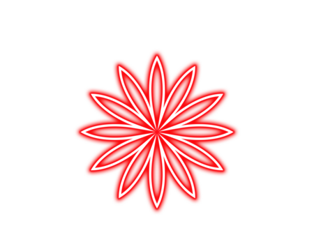 Stylized bright red and white geometric flower design centered on a solid canvas on transparent background - Powered by Adobe