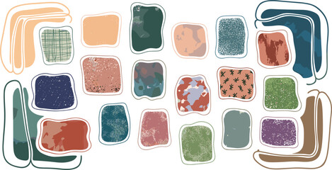 Modern Organic Abstract Shape Vector Set – Textured Aesthetic Design Elements, Decorative Background Graphics