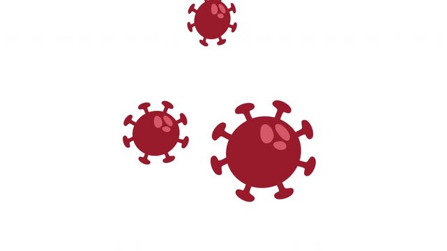 animation of virus seamless loop on isolated white background