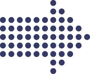 Solid dotted dark blue arrow icon