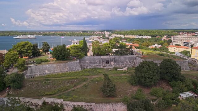 Drone video of Citadel (Ka&scaron;tel) in Pula, Croatia
