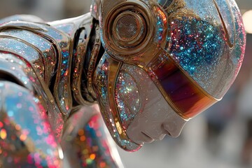 shimmering distortions showing awe and power, futuristic sci-fi atmosphere. Generative AI