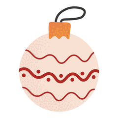 Golden Christmas ball ornament with glossy finish. Elegant holiday decoration for festive design and seasonal illustration.