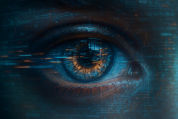 Biometric eye recognition technology concept