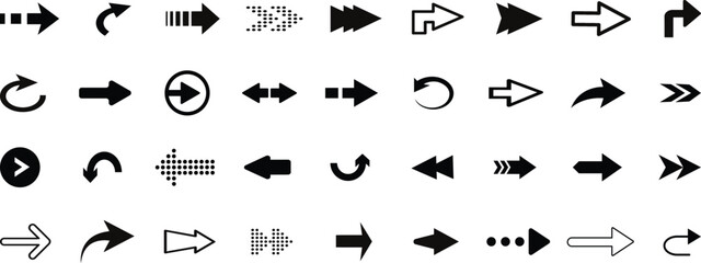 Arrow icon set. Arrows big black set icons. Modern simple arrows. Black vector arrows collection.