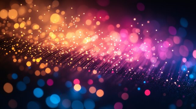 Fibre optic cables, shimmering with bright lights, symbolise speed and connectivity &mdash; a universal backdrop for the themes of digitalisation and telecommunications.