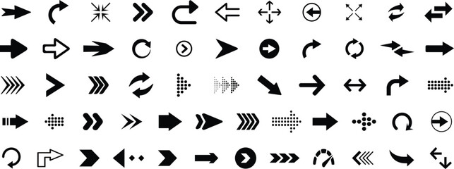 Arrow icon set. Arrows big black set icons. Modern simple arrows. Collection different arrows