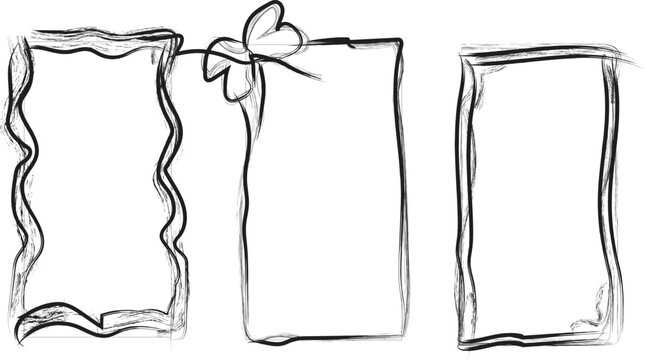 Artistic Hand Drawn Sketch Doodle Frame Set