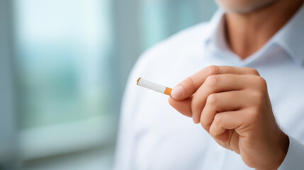 Quit smoking isolated human concept, tobacco cessation individual, addiction recovery person, nicotine-free lifestyle, smoking habit termination, health improvement decision, with