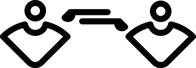 User interaction symbol showing a simple person and touch gesture, representing communication or engagement