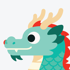 Fototapeta premium Cute Flat Chinese Dragon Head Illustration