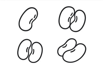 Four stylized kidney bean outline icons in different arrangements