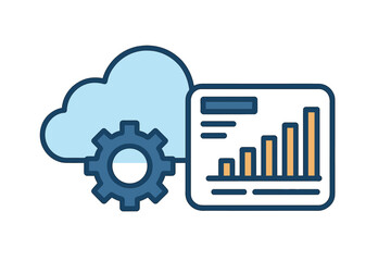 Cloud computing data analysis and processing concept icon for digital infrastructure