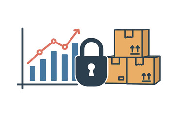 Cargo security growth chart with padlock icon for logistics safety