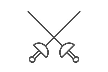 Outline icon of two crossed fencing swords symbolizing sport and competition