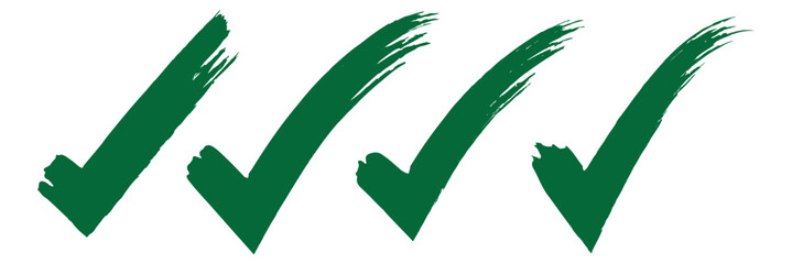 Check tick mark icon set. Green check mark vector symbol icon. Vector symbols set ,green checkmark isolated on white background. Brush strokes green check mark isolated on transparent © HIKE  Studio  1